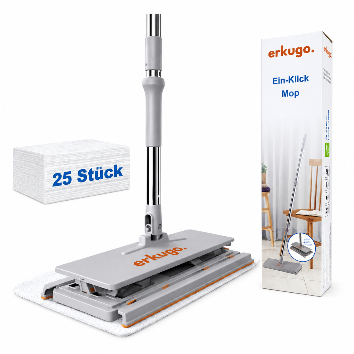 One Click Mop - Ein Click Mopp Bodenwischer + Tuchverriegelung leicht bedienbar