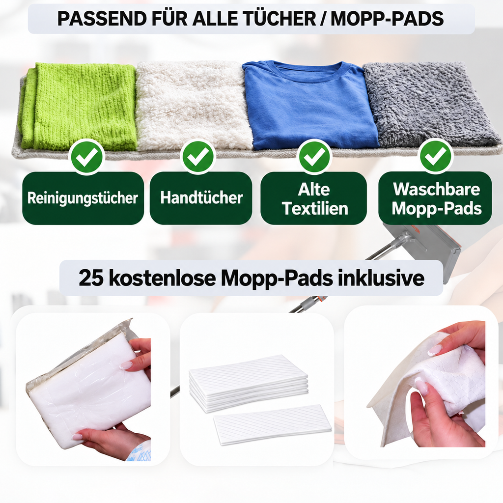 One Click Mop - Ein Click Mopp Bodenwischer + Tuchverriegelung leicht bedienbar